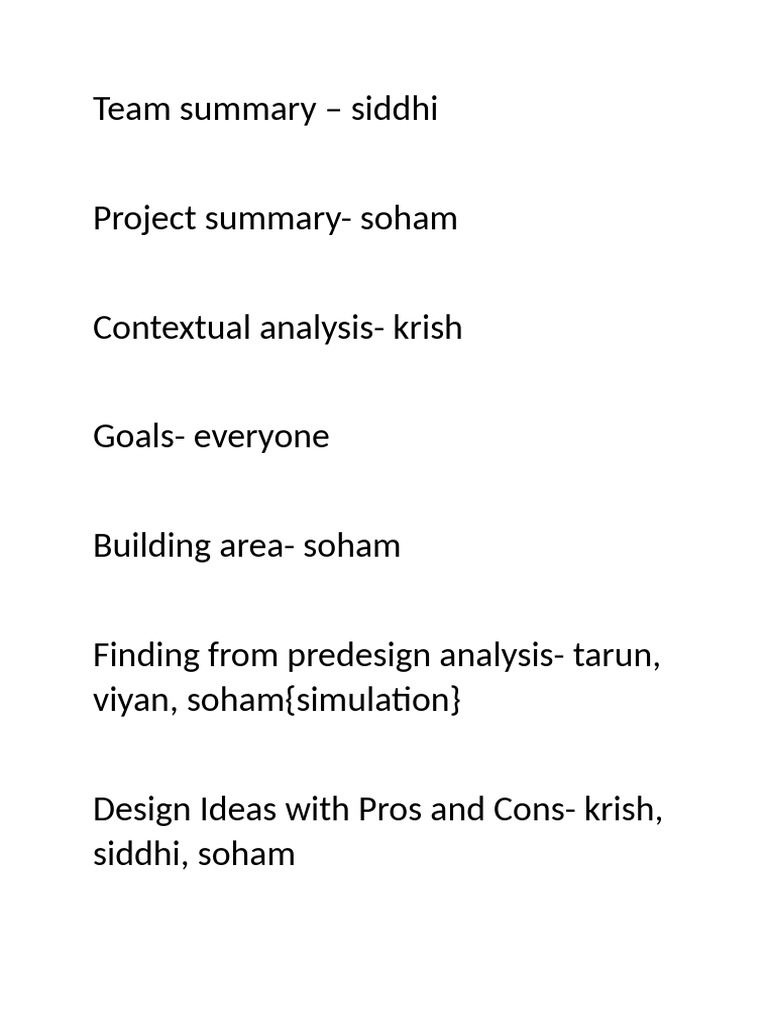 Project Team Summary and Analysis | PDF