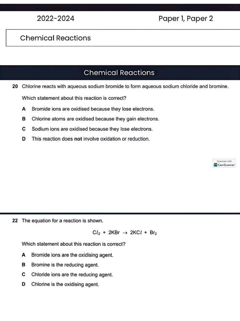 Redox + Periodic Table Worksheet | PDF