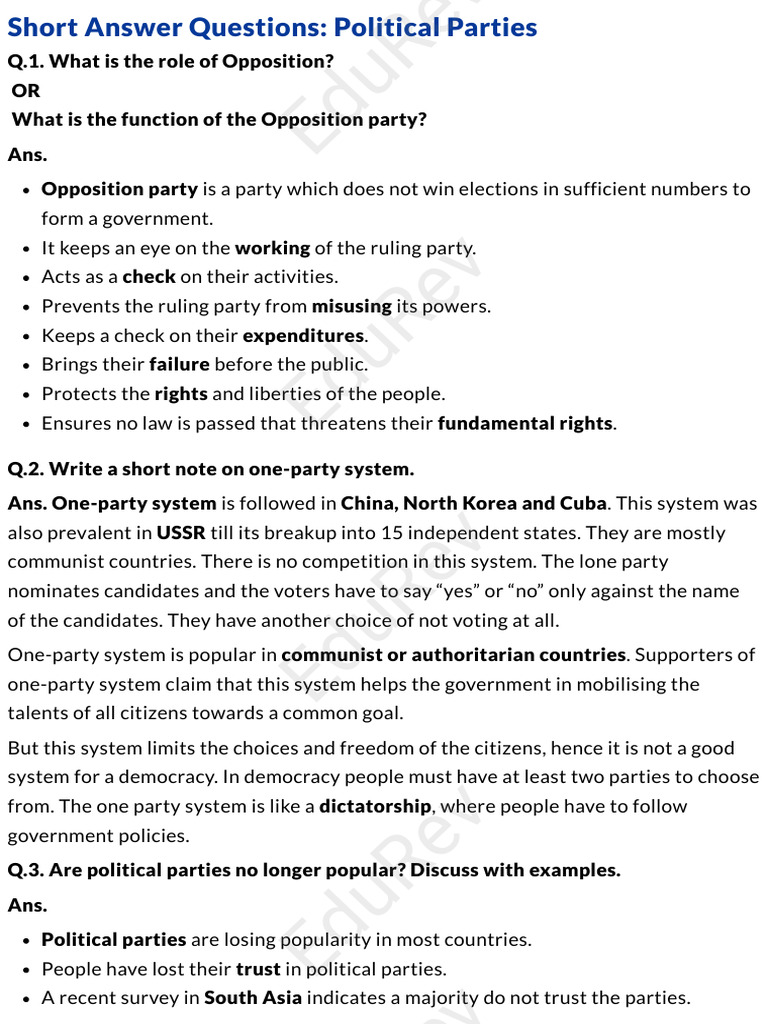 Understanding Political Parties and Their Roles | PDF | Political ...