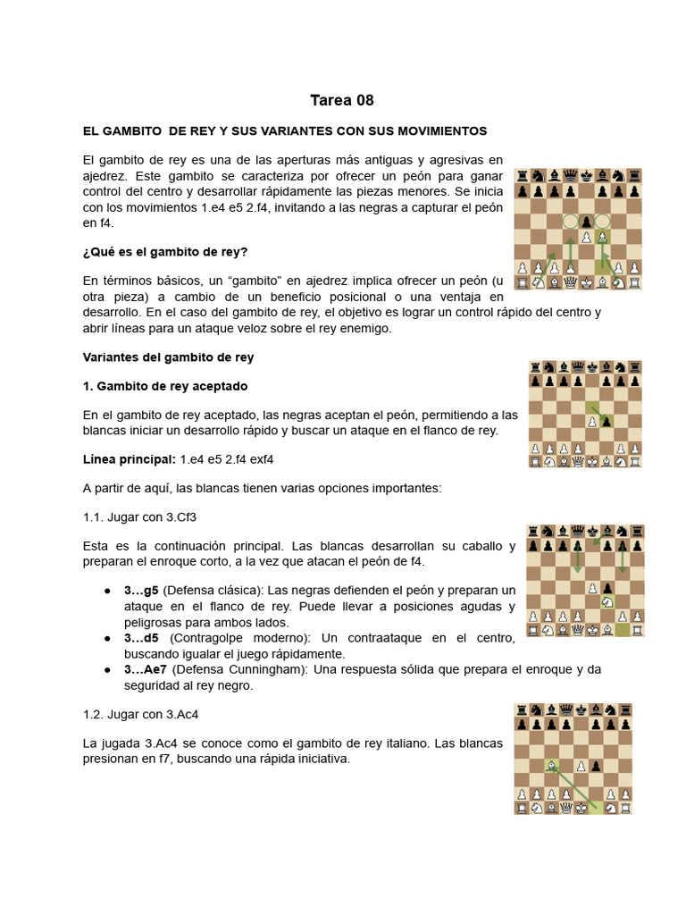 Tareas 07 y 08 de Ajedrez | PDF | Ajedrez | Teoría del ajedrez
