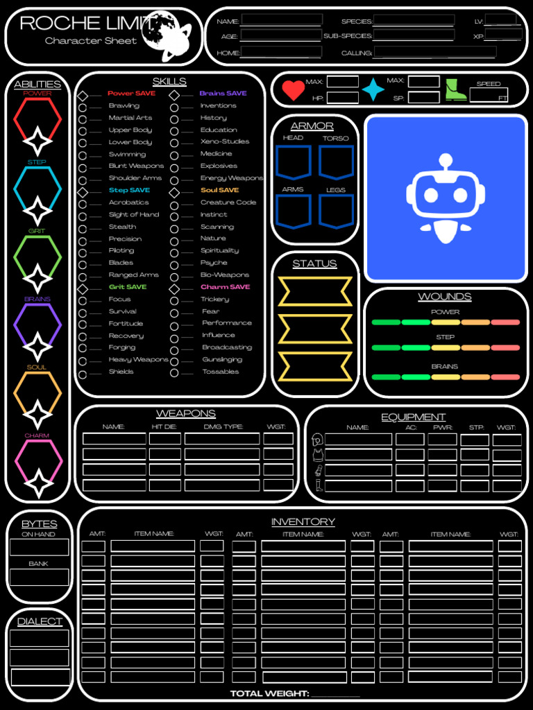 Character Sheet for RPG Abilities | PDF