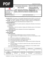 Weighing Balance Calibration SOP | PDF | Calibration | Weight