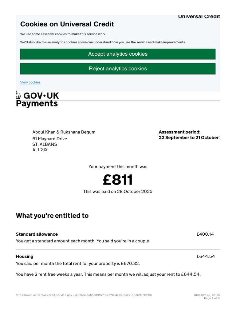 Universal Credit Payment Summary 2025 | PDF | Mobile App | Payments