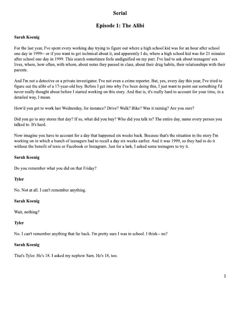 Serial Transcripts EP 1 - 3 | PDF