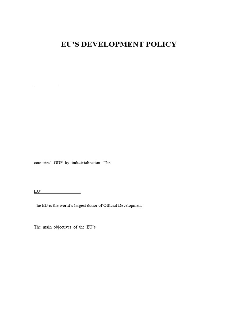 EU Development Policy and 2030 Agenda | PDF | Sustainability ...