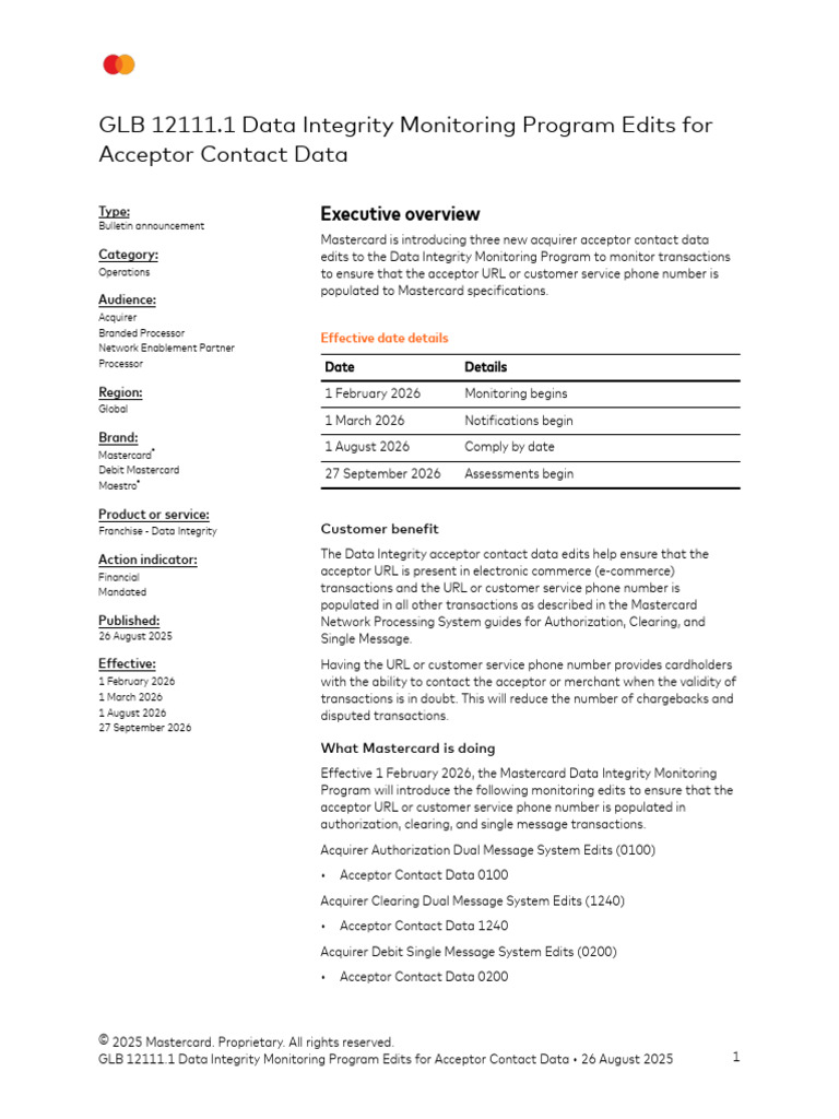 Mastercard Data Integrity Program Updates | PDF | Master Card | Debit Card