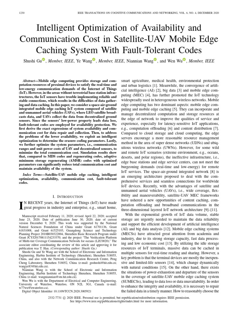 Satellite-UAV Caching Optimization | PDF | Internet Of Things | Cache ...