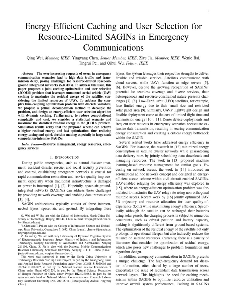 Energy-Efficient Caching in SAGINs | PDF | Cache (Computing) | Computer ...