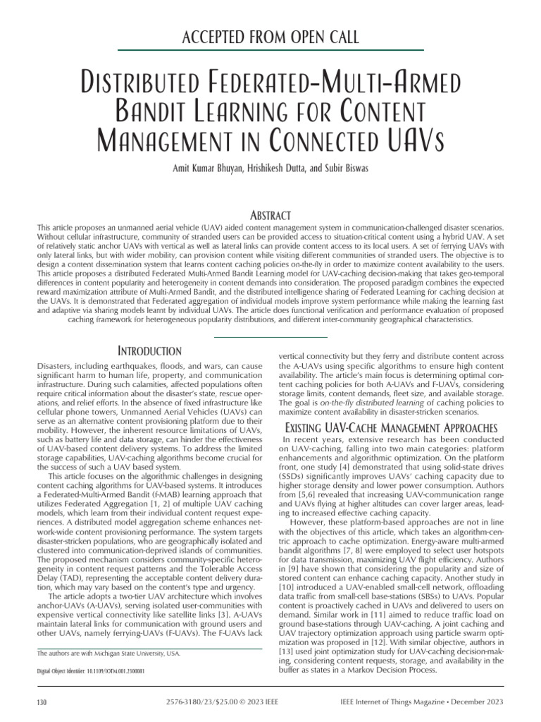 Distributed Federated-Multi-Armed Bandit Learning For Content ...