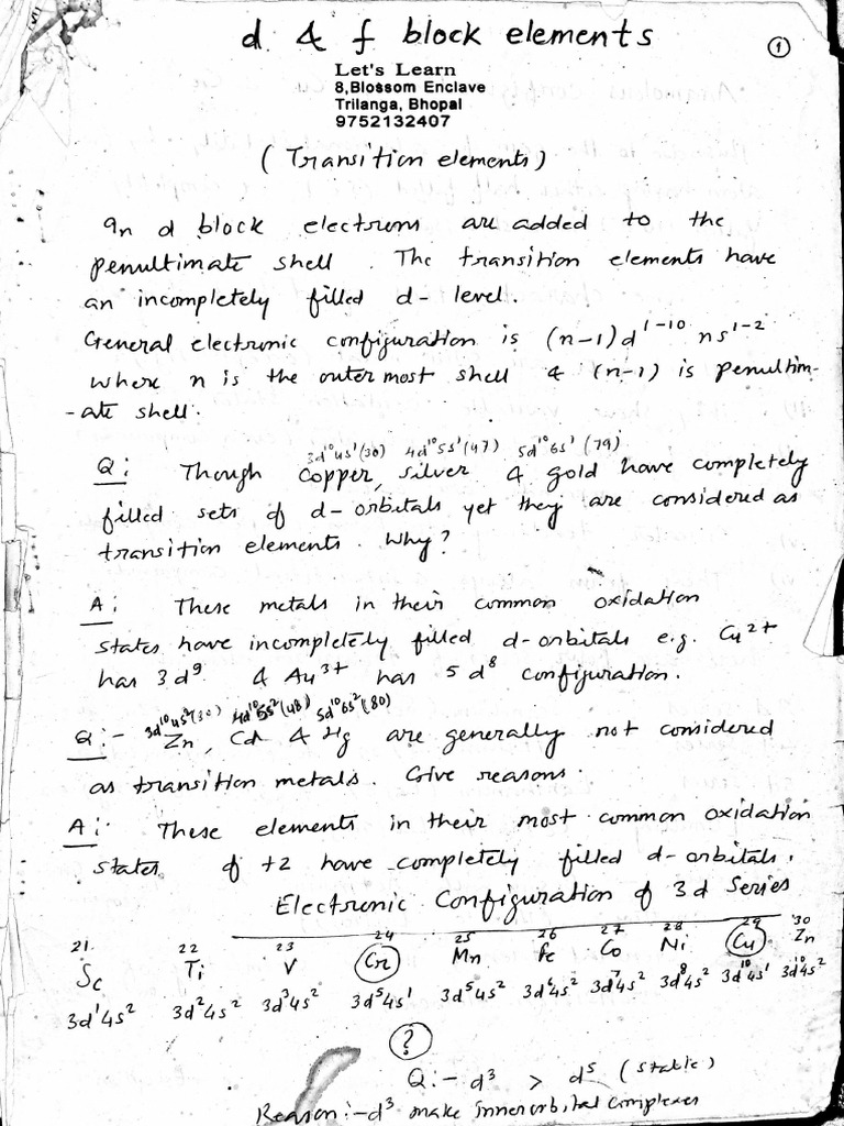 D and F Block Notes | PDF