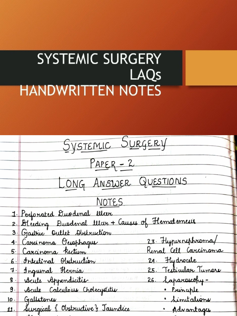 Sis Surgery Long Answer Handwritten Notes | PDF