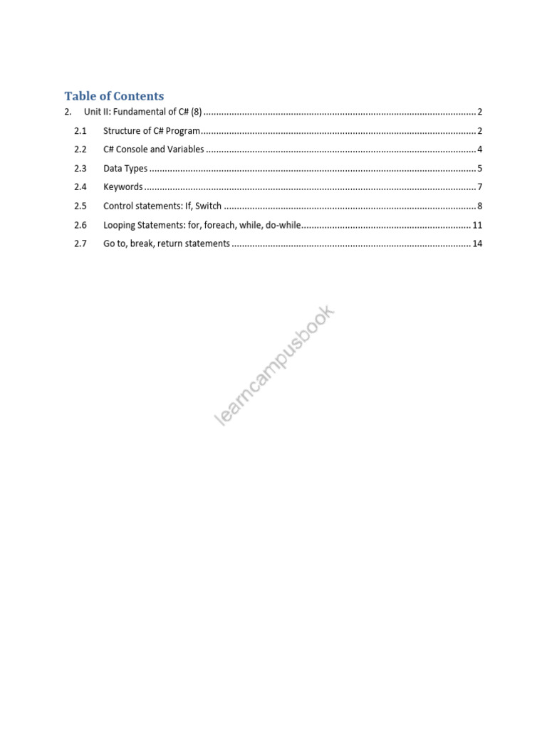 C# Programming Fundamentals Guide | PDF | C Sharp (Programming Language ...