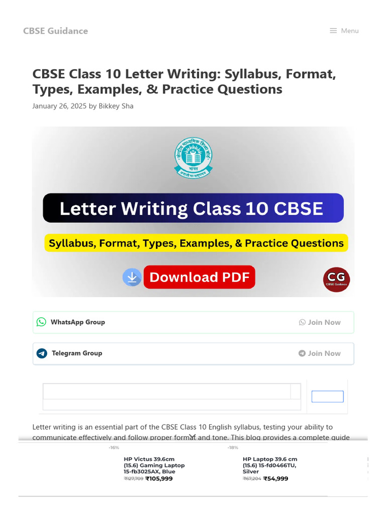CBSE Class 10 Letter Writing Guide | PDF | Electronic Waste ...