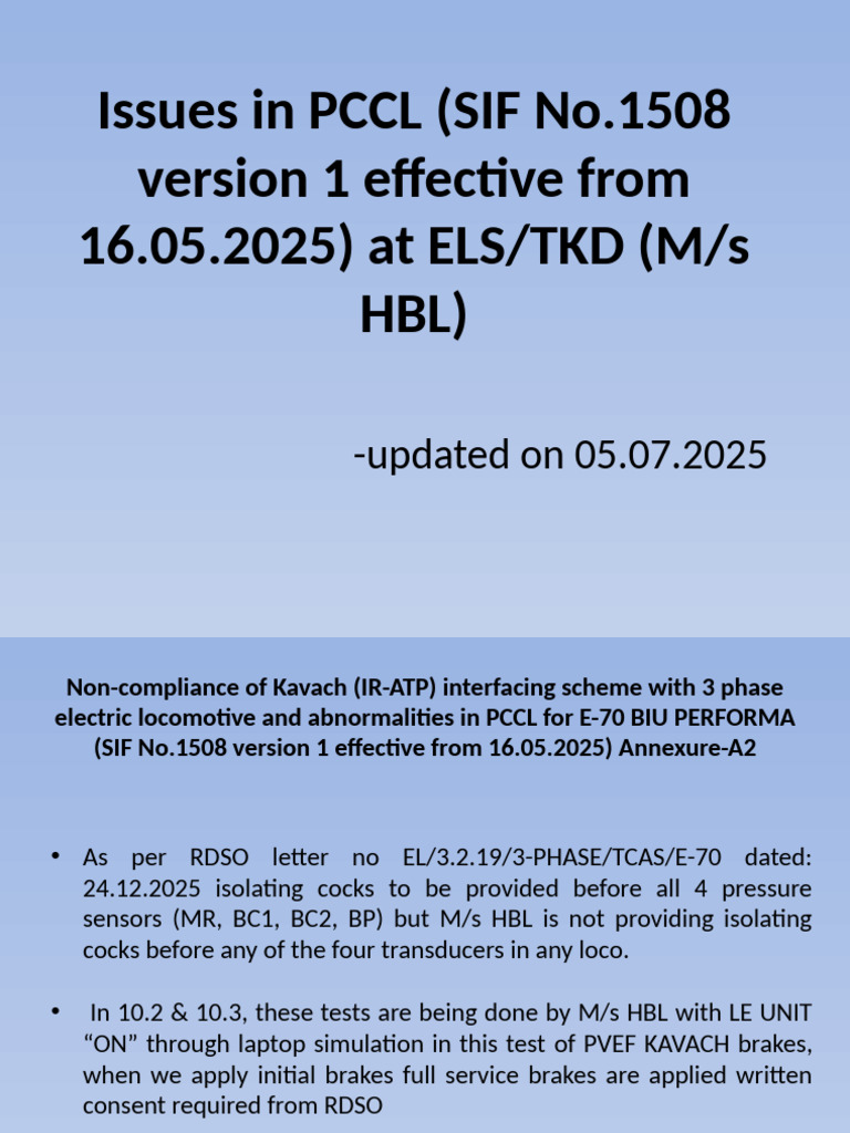 PCCL Compliance Issues with Kavach System | PDF