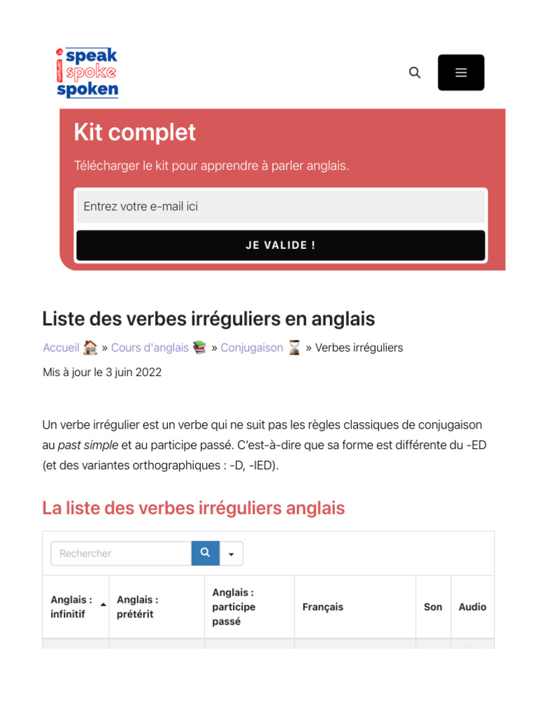 Liste des verbes irréguliers en anglais | PDF | Verbe | Grammaire