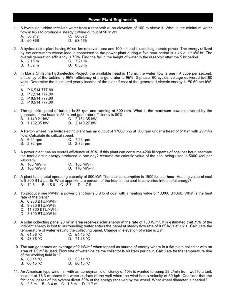 Power Plant Engineering Calculations | PDF | Power Station | Energy ...
