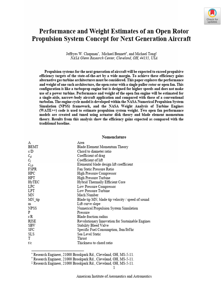 Open Rotor Propulsion System Analysis | PDF | Mechanical Engineering ...