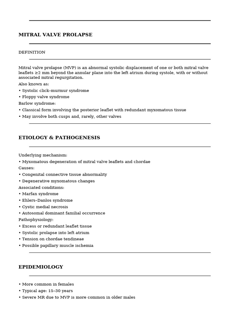 Mitral Valve Prolapse Overview and Management | PDF | Heart Valve ...