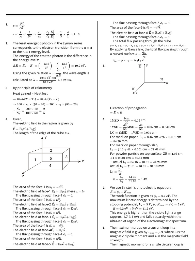 Ets 1 Neet 2026 2 Yr-Solution | PDF | Force | Magnetic Field