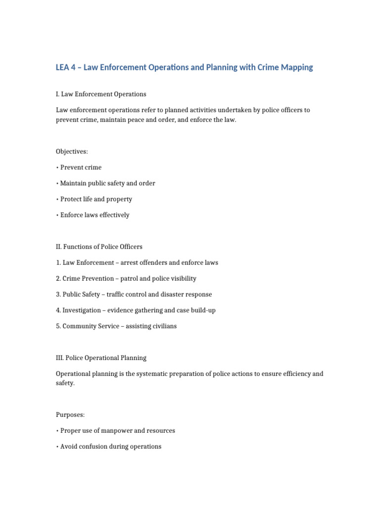 Law Enforcement Operations & Crime Mapping | PDF