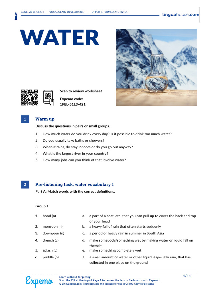 Water Vocabulary for Upper-Intermediate Learners | PDF | Drought ...