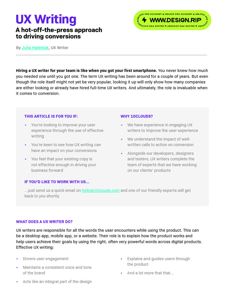 Boost Conversions with UX Writing | PDF | User Interface | User Experience