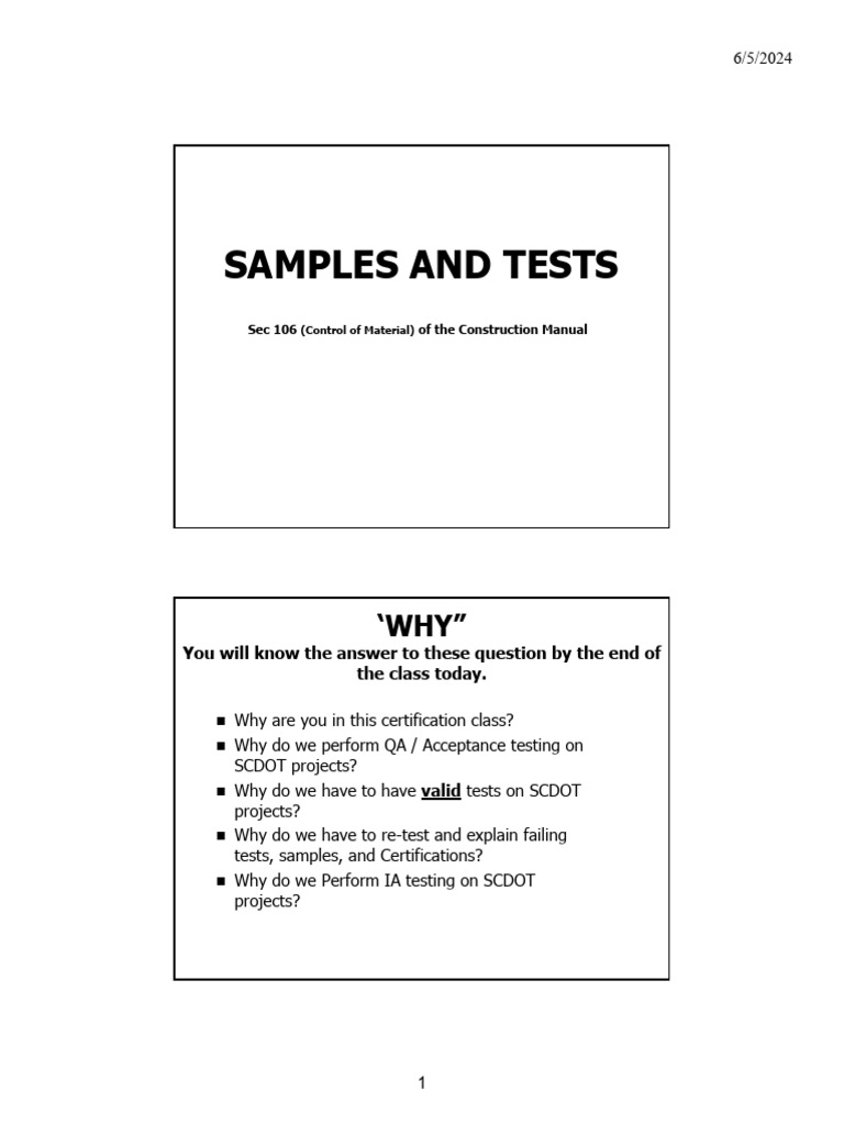 SCDOT QA Testing and Certification Guide | PDF | Specification ...