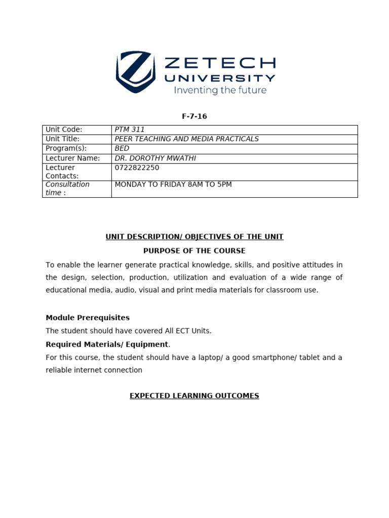 Peer Teaching and Media Practicals Course | PDF | Lecture | Learning