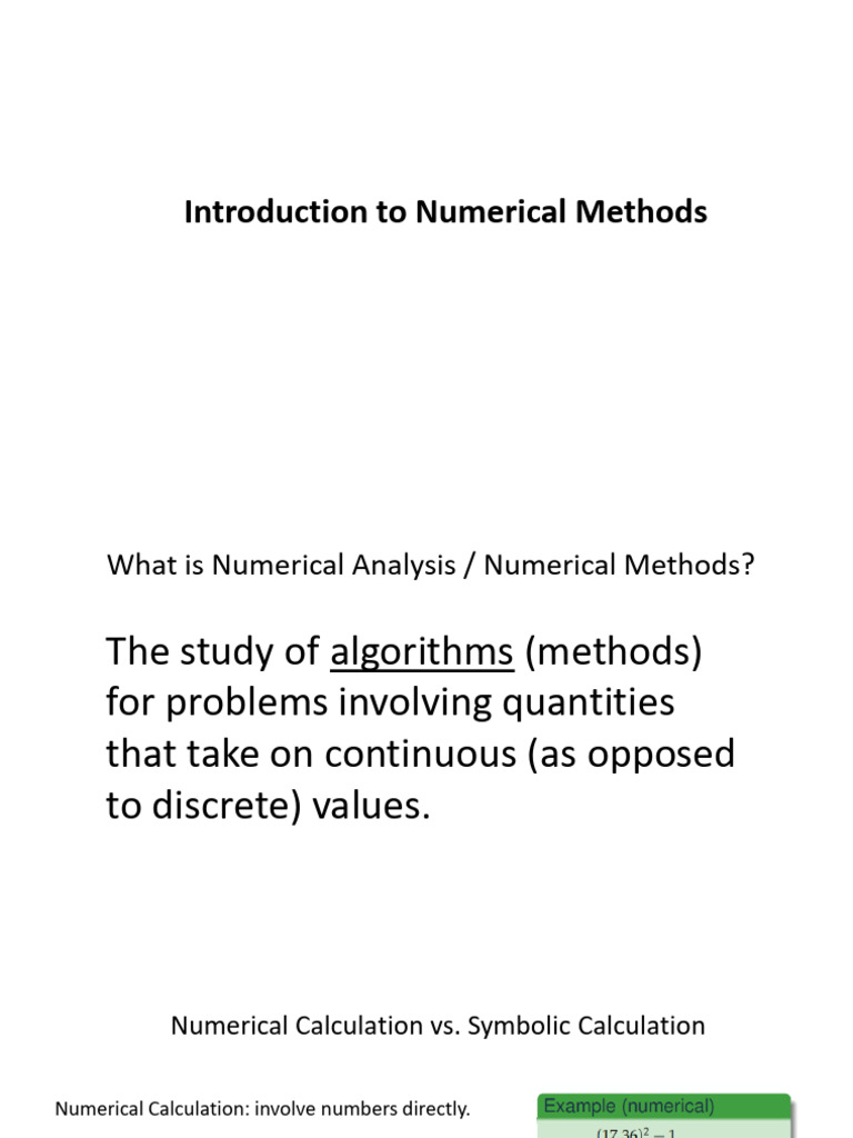 Introduction to Numerical Methods | PDF | Numerical Analysis | Algorithms