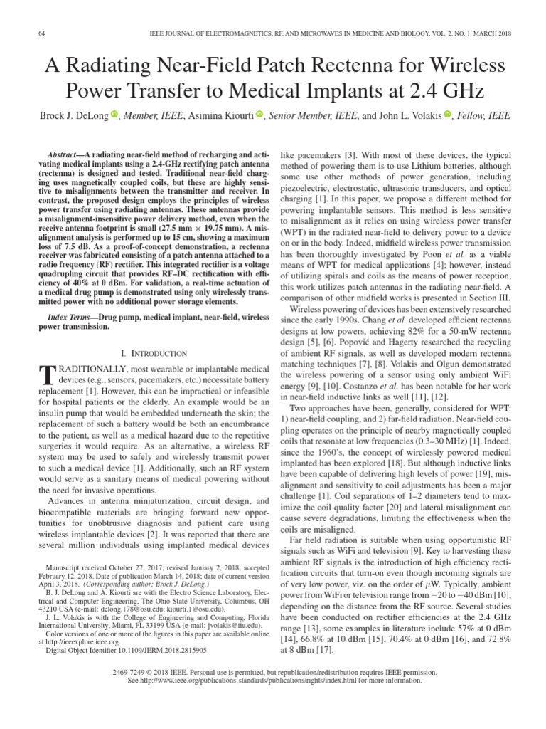 Wireless Power for Medical Implants | PDF | Rectifier | Inductor