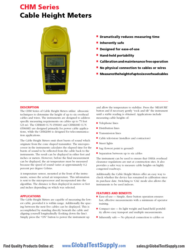 Cable Height Meters for Overhead Cables | PDF | Calibration | Measurement