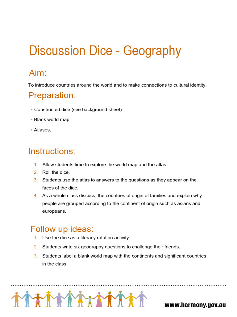 Geography Discussion Dice Activity | PDF