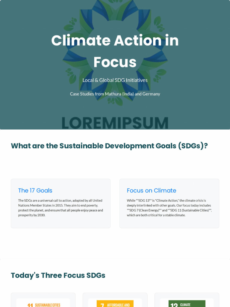 Climate Action SDGs - Mathura and Germany | PDF