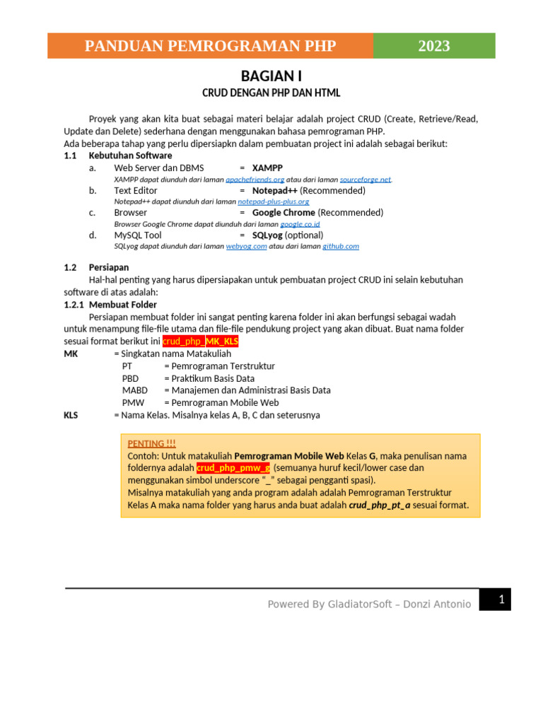 Panduan CRUD PHP dan MySQL 2023 | PDF