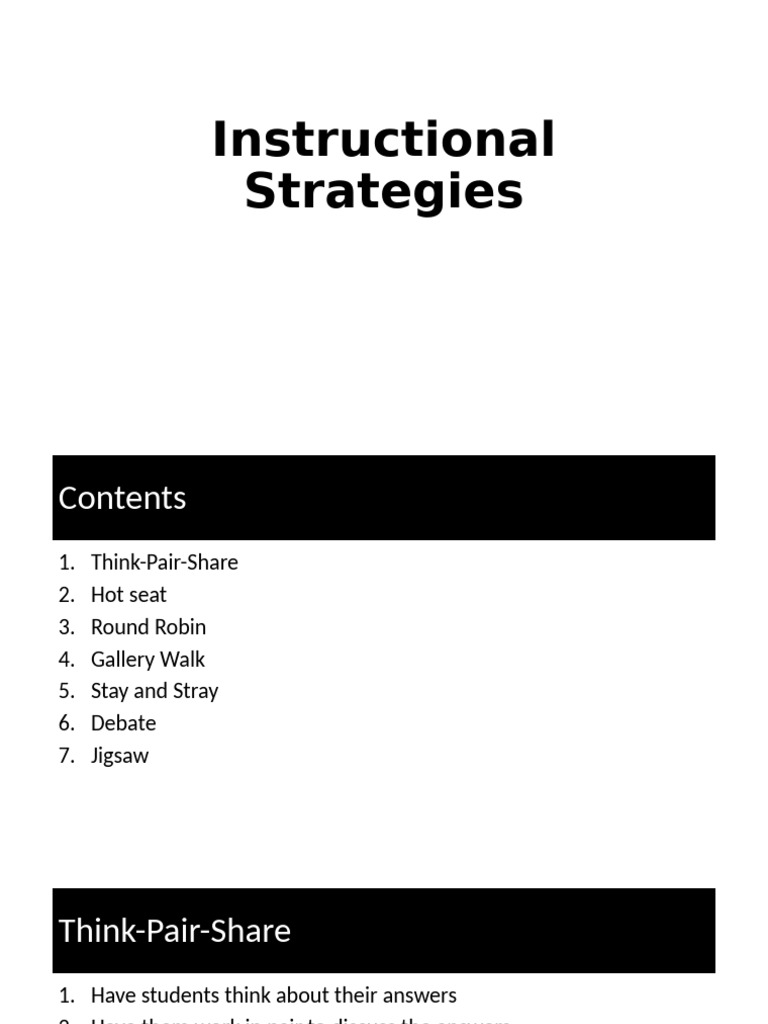Engaging Classroom Instructional Strategies | PDF