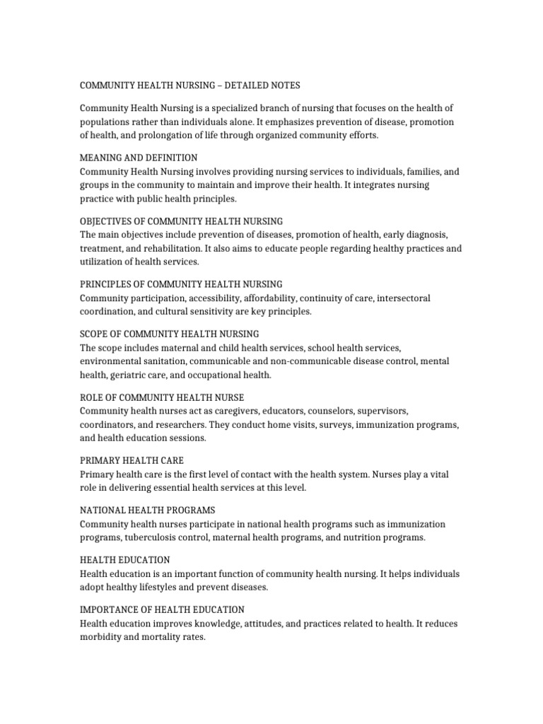 Community Health Nursing Overview | PDF | Preventive Healthcare ...