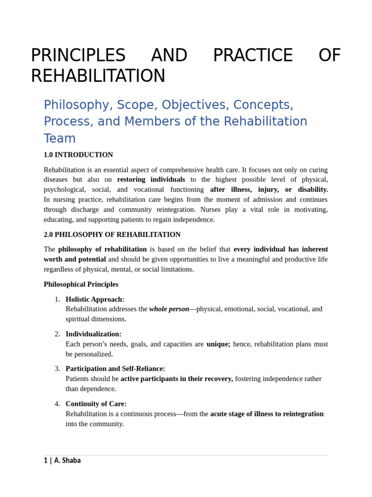 Rehabilitation Principles and Practices | PDF | Physical Therapy | Nursing