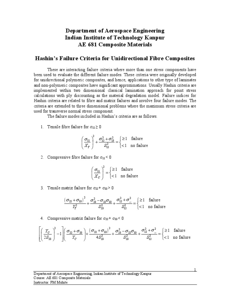 Hashin Failure Criteria PDF Stress (Mechanics) Composite Material