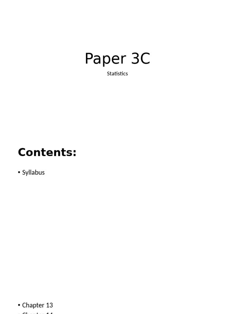 Paper 3C - Statistics - Introduction | PDF