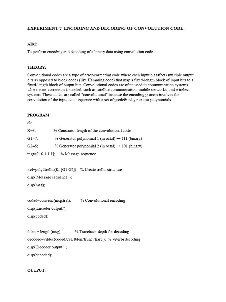 Convolution Code Encoding & Decoding | PDF | Code | Telecommunications