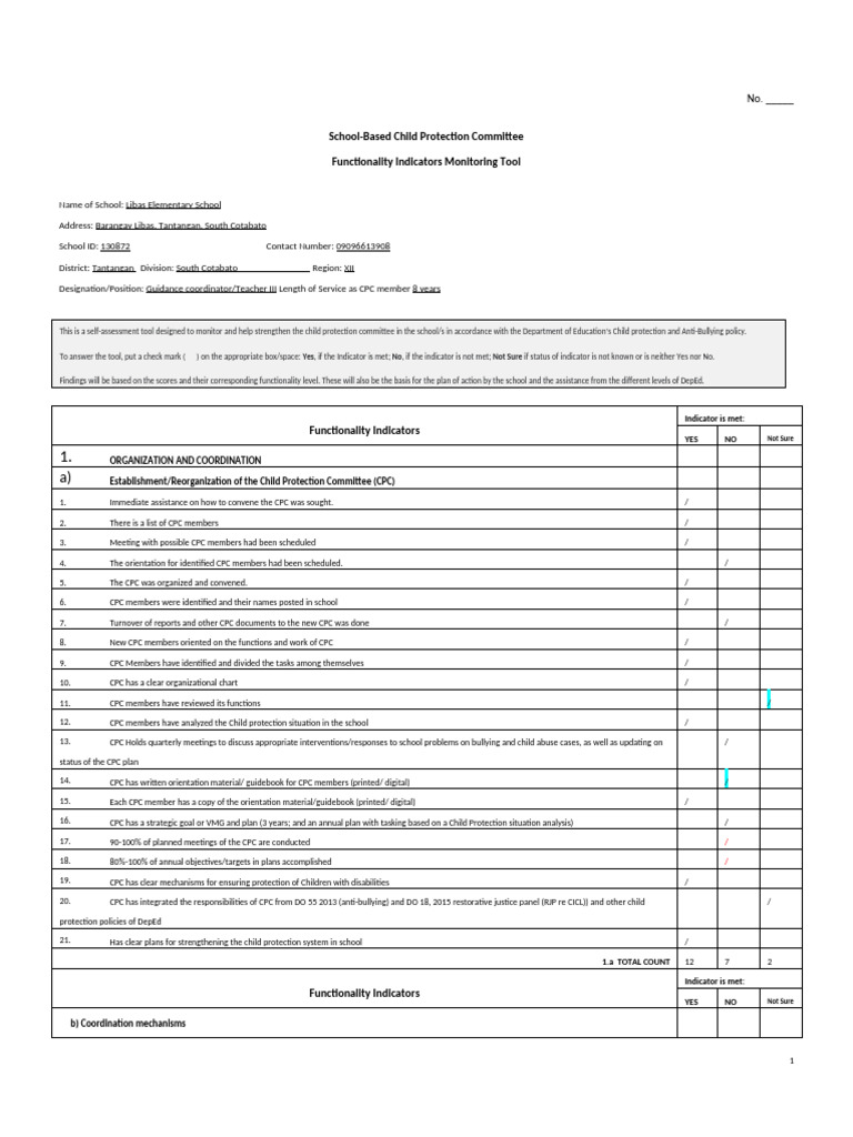 Child Protection Committee Monitoring Tool | PDF | Bullying | Child ...