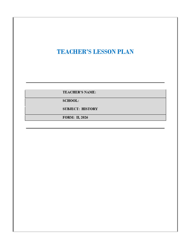 Lesson Plan History f2-Mr Japhet | PDF | Teachers | Cognition