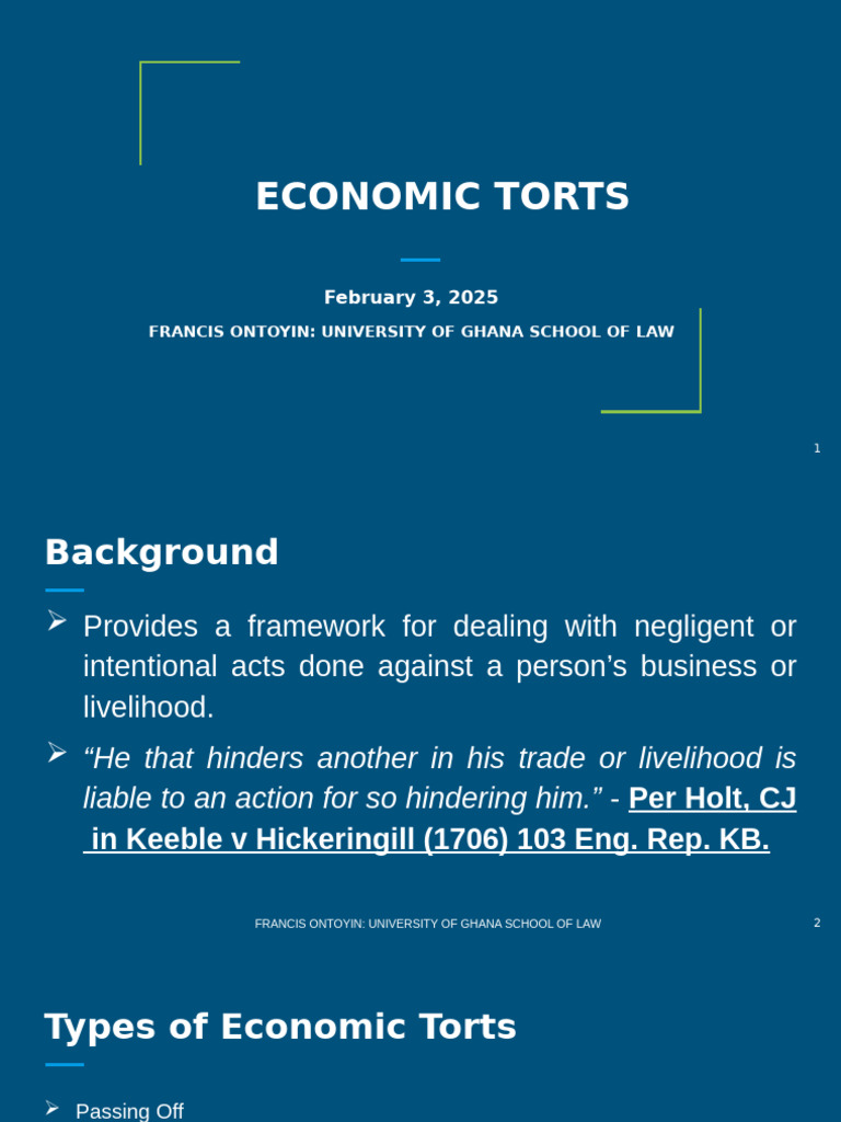 Understanding Economic Torts in Law | PDF | Tort | Defamation