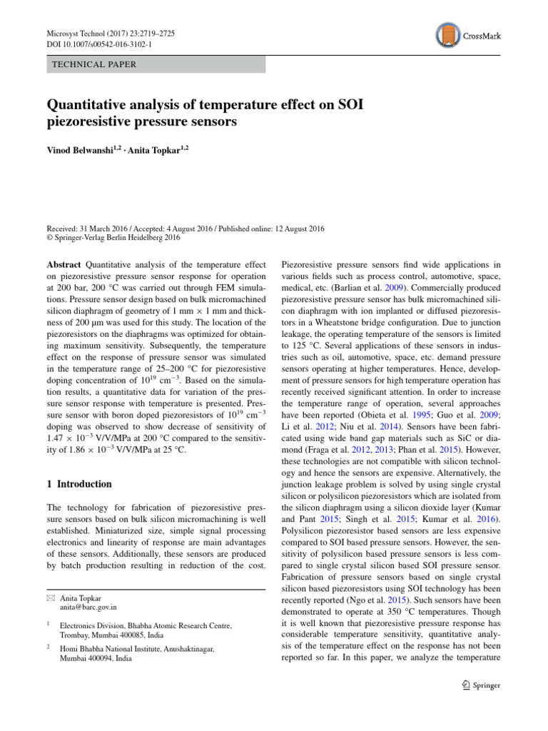Temperature Impact on SOI Pressure Sensors | PDF | Materials Science