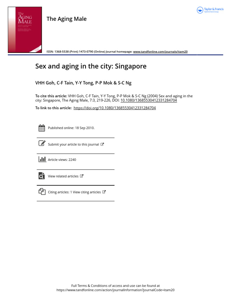 Sex Life and Aging in Singapore | PDF | Hormone Replacement Therapy ...