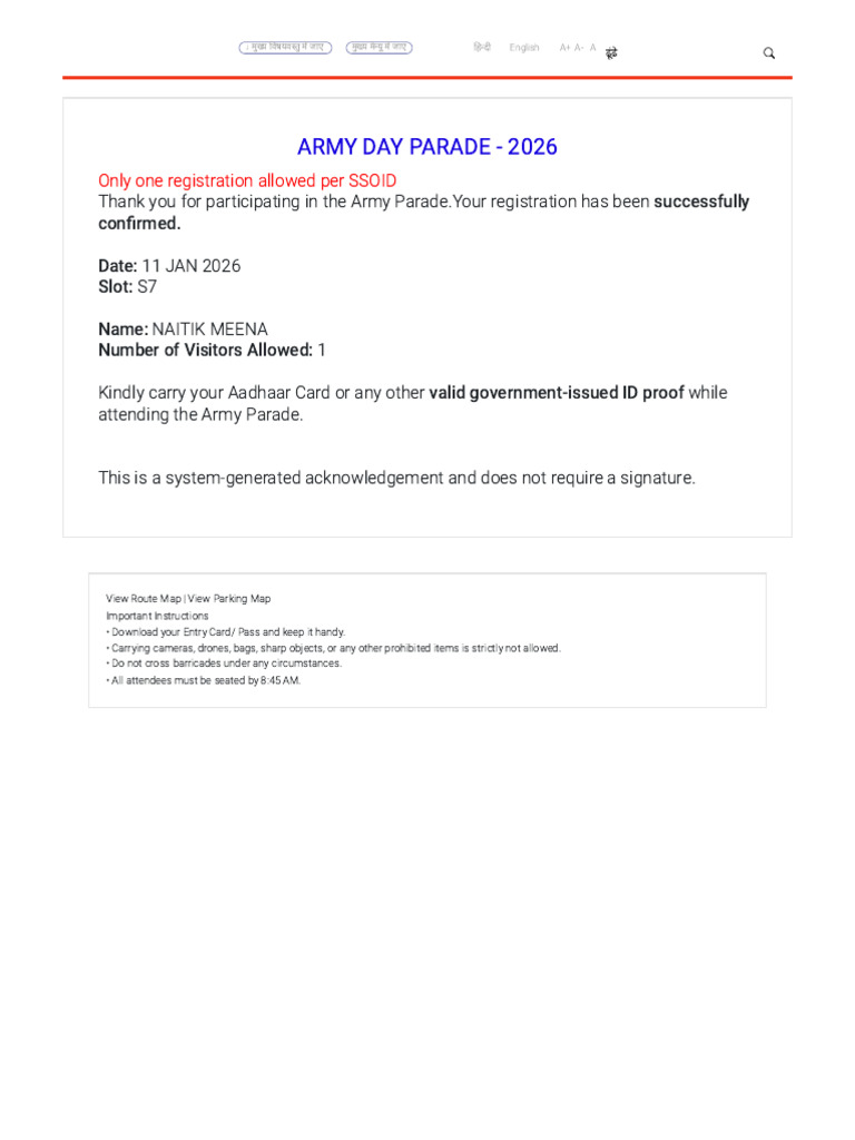 Army Day Parade Registration 2026 | PDF