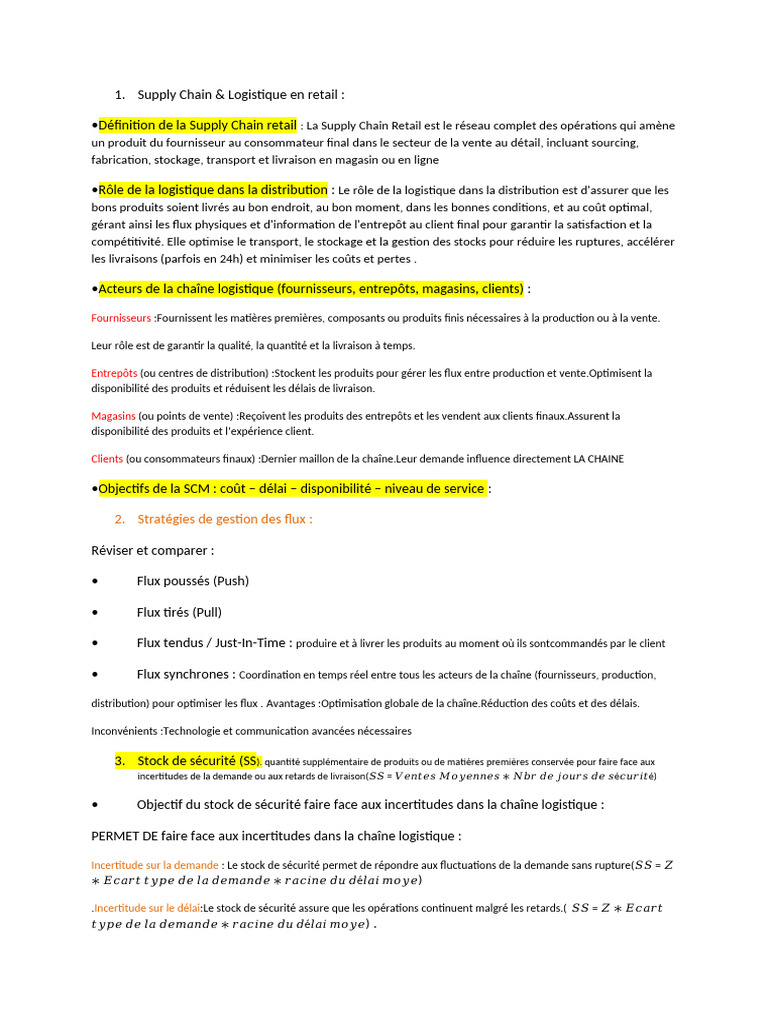 Supply Chain et Logistique Retail | PDF | Logistique | Gestion de la ...