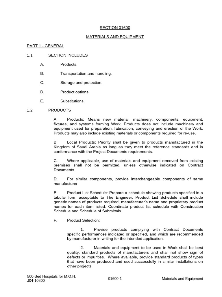 Materials and Equipment | PDF | Specification (Technical Standard)