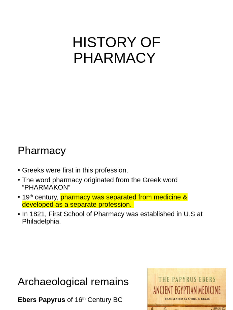 Evolution of Pharmacy Through History | PDF | Pharmacy | Ayurveda