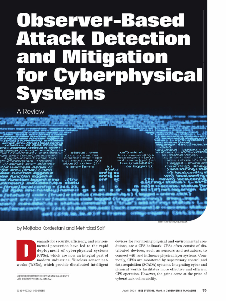Cyberphysical Systems Attack Detection | PDF | Kalman Filter | Computer ...